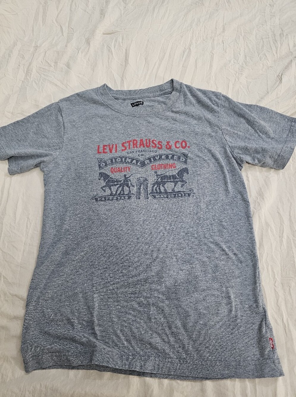 Levi's Gray Kids Short Sleeve Tee with Red & Navy Graphic